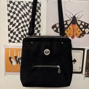 Baggallini Black Shoulder Bag with Silver Accents